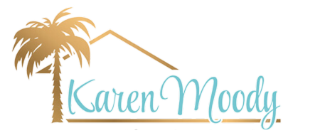 custom logo for karen moody realtor with image of palm tree and house outline